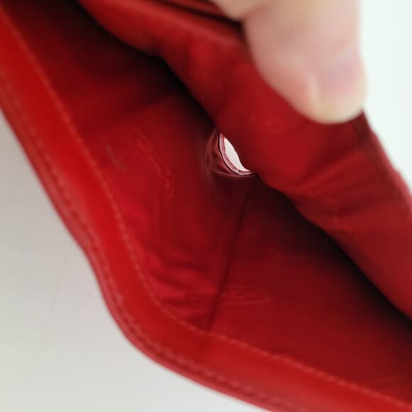Coach Wallet Canvas Leather Signature Bifold 5x3 Medium Red Compact Card Bill - Picture 8 of 13